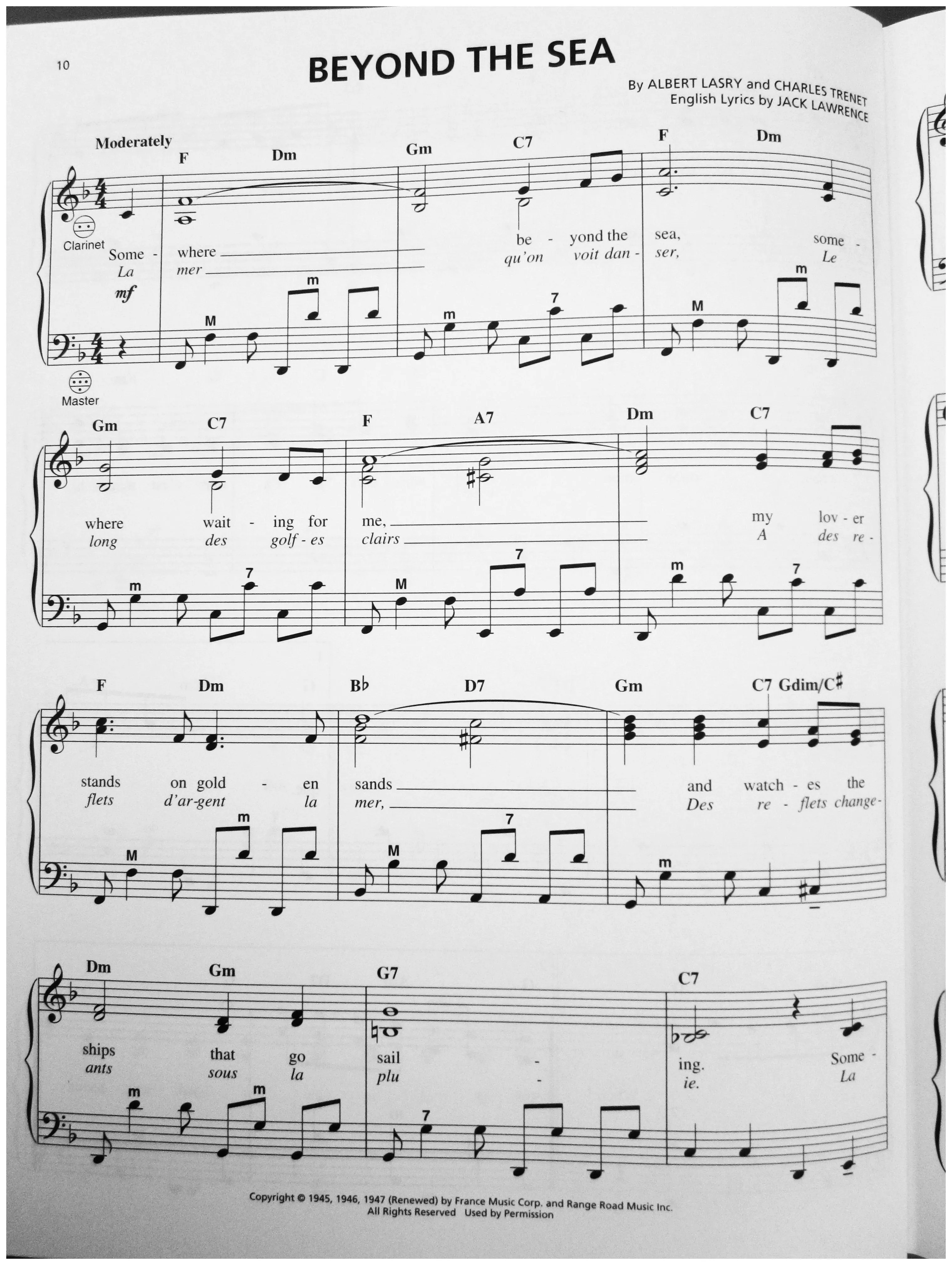 télécharger la partition d'accordéon Beyond the sea (La Mer) (Arrangement : Gary Meisner) (Slow Fox-Trot) au format PDF
