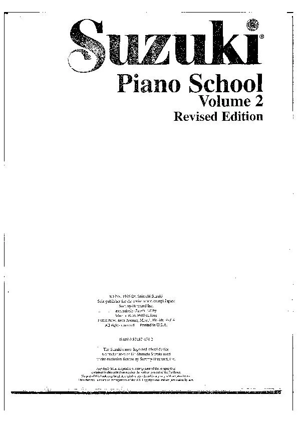 télécharger la partition d'accordéon Suzuki : Piano School (Volume 2) au format PDF