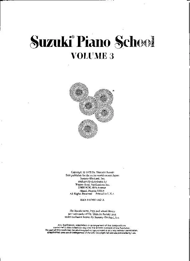 télécharger la partition d'accordéon Suzuki : Piano School (Volume 3) au format PDF