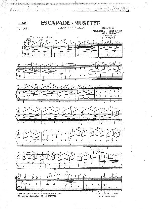 télécharger la partition d'accordéon Escapade Musette (Arrangement : Eliane Margelli) (Valse Variations) au format PDF