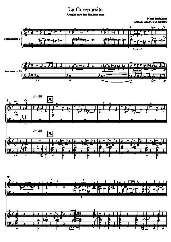 télécharger la partition d'accordéon La Cumparsita (Arreglo para dos Bandoneones) (Arrangement : Emily-Rose Sarkova) (Duo de Bandonéons) au format PDF