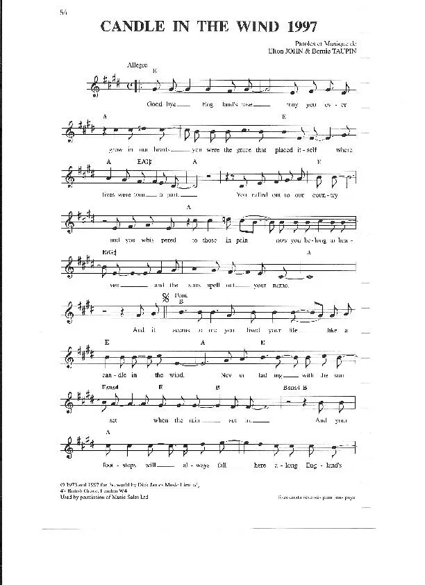 télécharger la partition d'accordéon Candle in the wind (Ballade) au format PDF