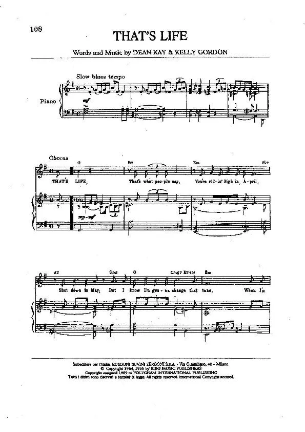 télécharger la partition d'accordéon That's Life (Slow-Blues) au format PDF