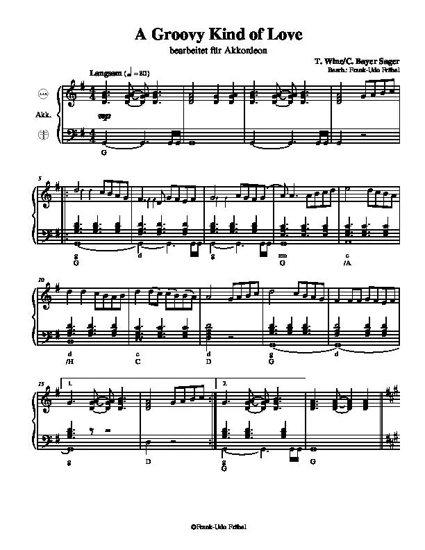télécharger la partition d'accordéon A groovy kind of love (Arrangement : Frank-Udo Fräbel) (Accordéon) au format PDF