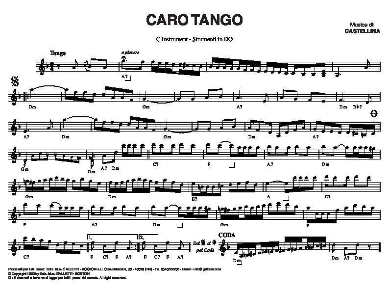 télécharger la partition d'accordéon Caro tango au format PDF