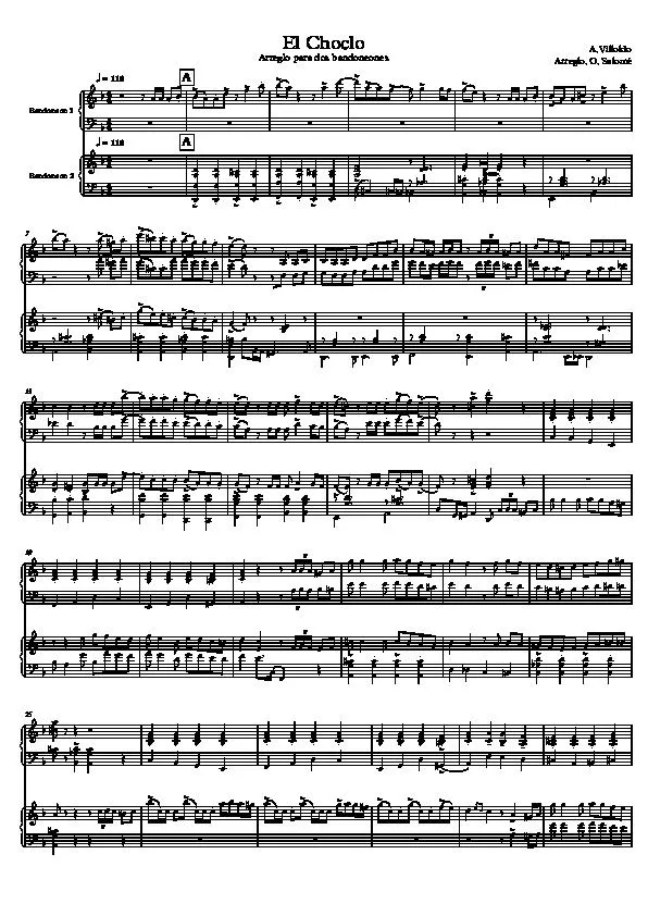 télécharger la partition d'accordéon El Choclo (Arreglo para dos Bandonéons) (Arrangement : O Salomé) (Duo de Bandonéons) (Tango) au format PDF