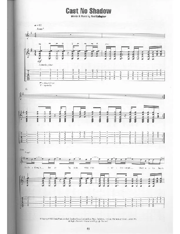 télécharger la partition d'accordéon Cast no shadow (Interprètes : Oasis) (Slow) au format PDF
