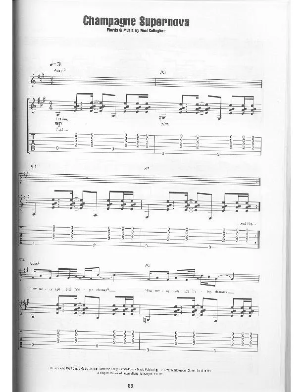 télécharger la partition d'accordéon Champagne Supernova (Interprètes : Oasis) (Slow) au format PDF