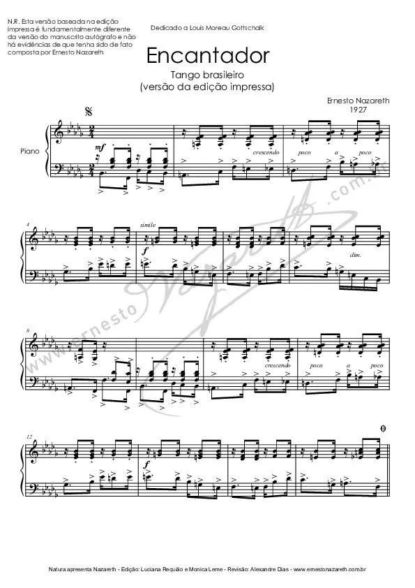 télécharger la partition d'accordéon Encantador (Tango Brasileiro) (Piano) au format PDF