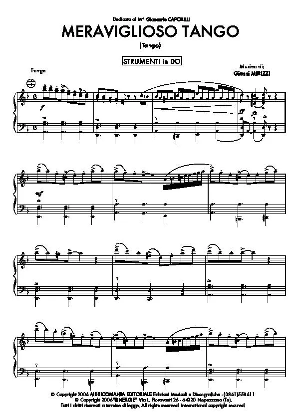 télécharger la partition d'accordéon Meraviglioso Tango au format PDF