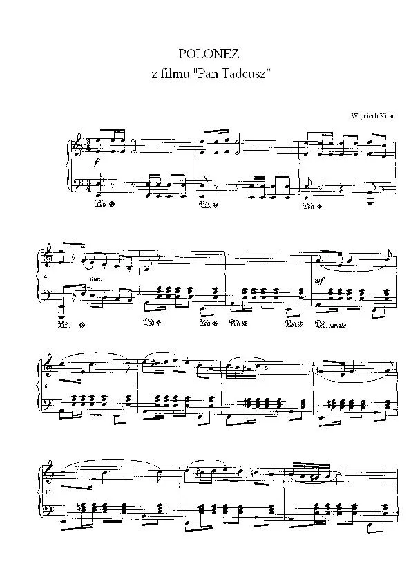 télécharger la partition d'accordéon Polonez z flmu Pan Tadeusz / Polonaise du film Pan Tadeusz (Piano) au format PDF