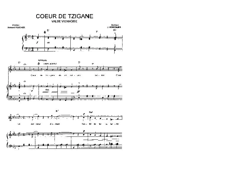 télécharger la partition d'accordéon Coeur de Tzigane (Valse Viennoise) au format PDF