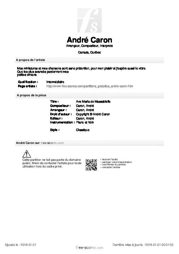 télécharger la partition d'accordéon Ave Maria de Massabielle au format PDF