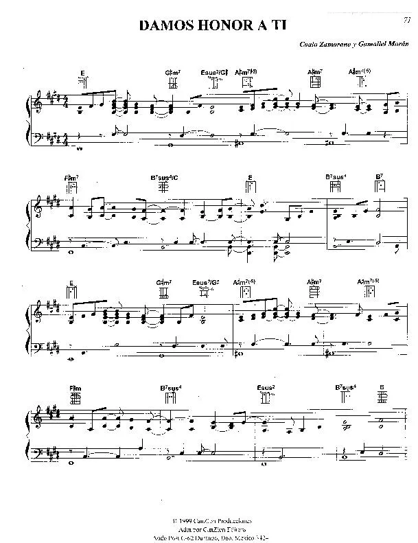 télécharger la partition d'accordéon Damos honor a ti (Chant : Danilo Montero) (Slow) au format PDF