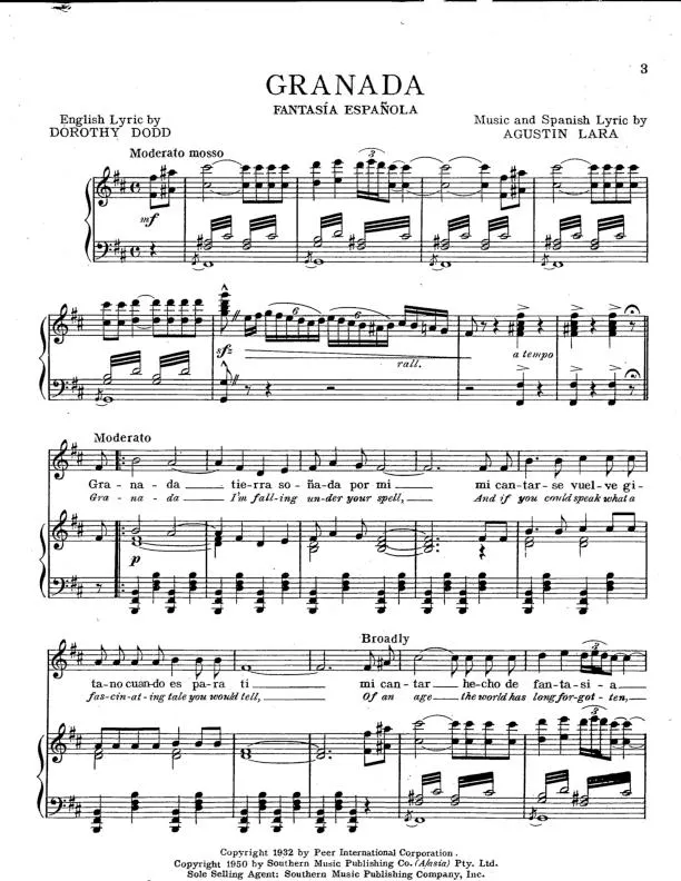 télécharger la partition d'accordéon Granada (Fantasia Española) (Piano) au format PDF