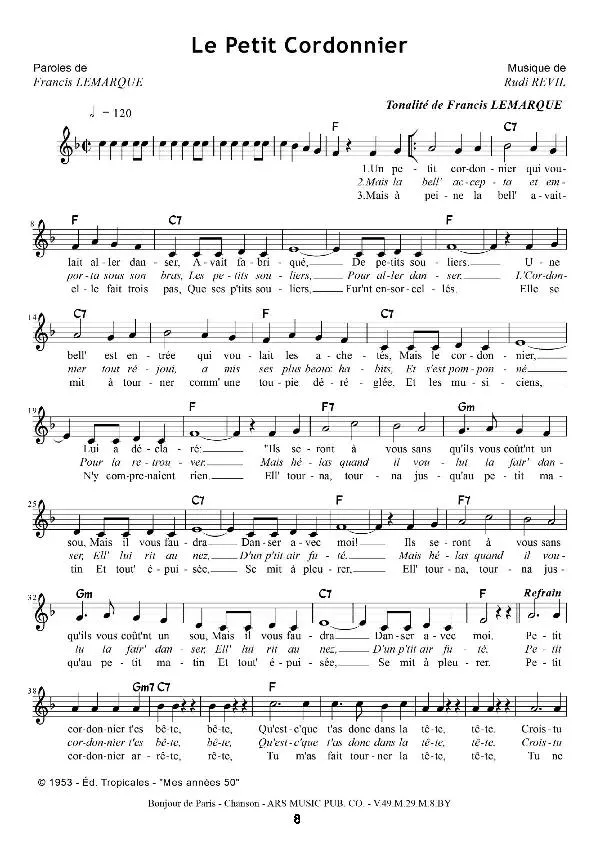 télécharger la partition d'accordéon Le petit cordonnier (Les petits souliers) (Fox-Trot) au format PDF