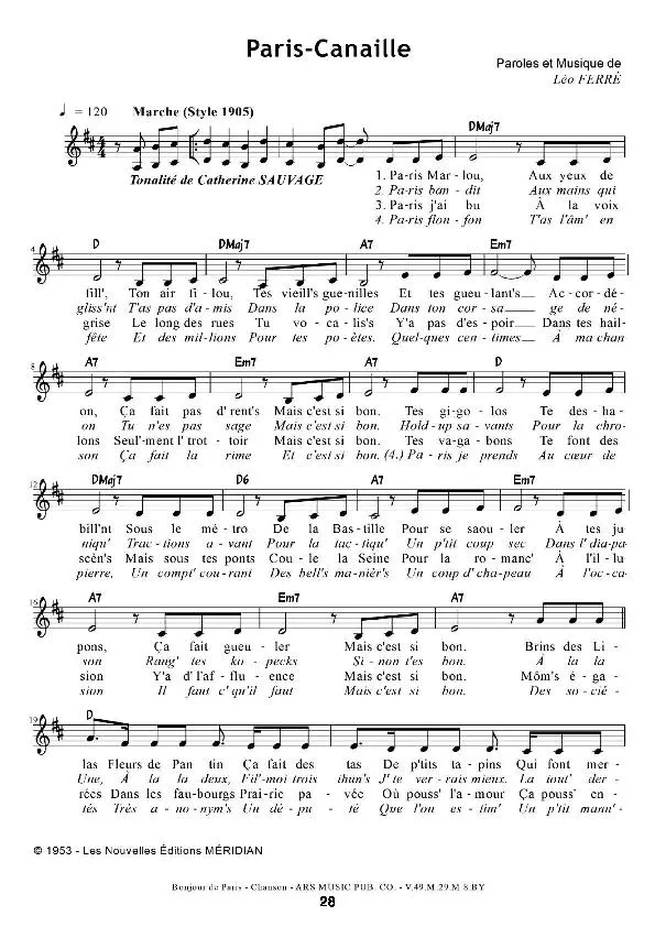 télécharger la partition d'accordéon Paris Canaille (Sa ist Paris) (Piano + Vocal) au format PDF