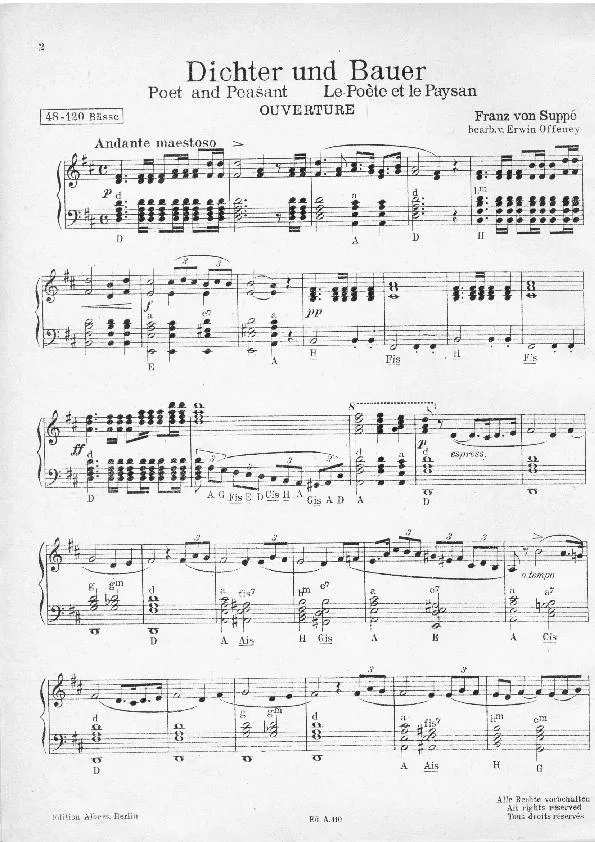 télécharger la partition d'accordéon Dichter und Bauer (Poet and Peasant) (Le Poète et le Paysan) (Arrangement : Erwin Offeney) (Ouverture) au format PDF