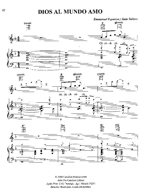 télécharger la partition d'accordéon Dios al Mundo amo (Chant : Marcos Witt) (Disco) au format PDF