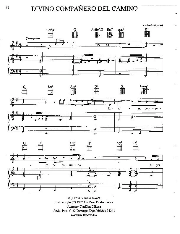 télécharger la partition d'accordéon Divino compañero del Camino (Chant : Marcos Witt) (Slow) au format PDF