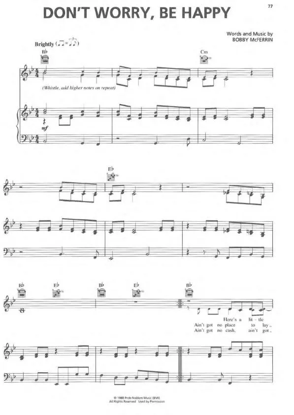 télécharger la partition d'accordéon Don't worry Be happy (Swing Madison) au format PDF