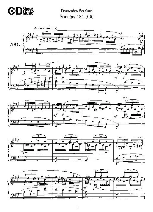 télécharger la partition d'accordéon Sonatas 481 au 500 (Piano) au format PDF