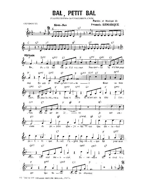 télécharger la partition d'accordéon Bal Petit bal au format PDF