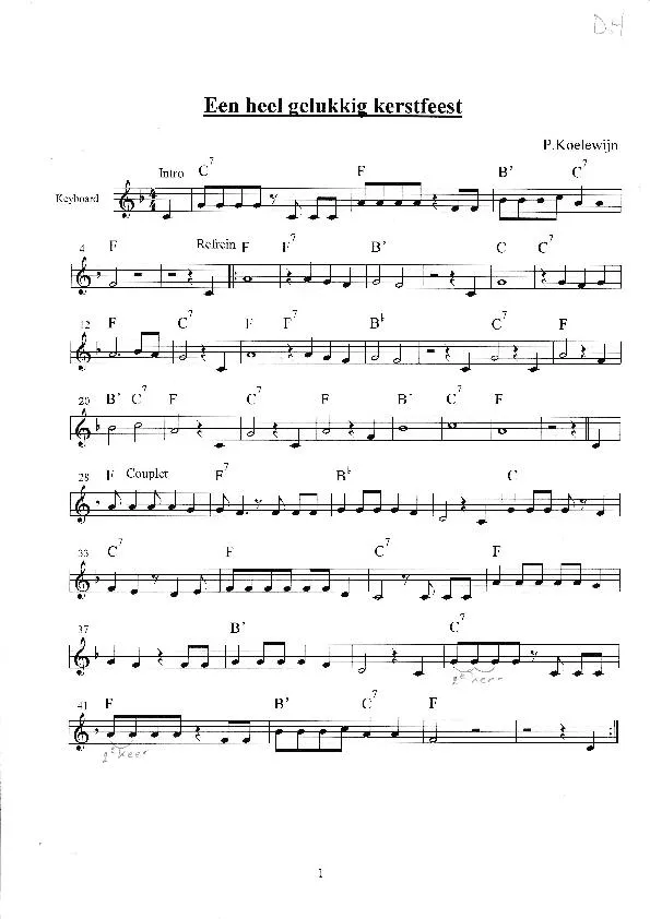télécharger la partition d'accordéon Een heel gelukkig Kerstfeest (Chant de Noël) au format PDF