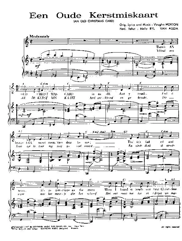 télécharger la partition d'accordéon Een oude Kerstmiskaart (An old Christmas card) (Chant : Will Tura) (Chant de Noël) au format PDF