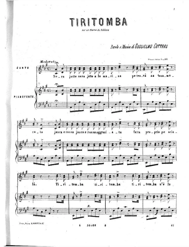 télécharger la partition d'accordéon Tiritomba (Sur un  thème du folklore) (Piano + Vocal) au format PDF