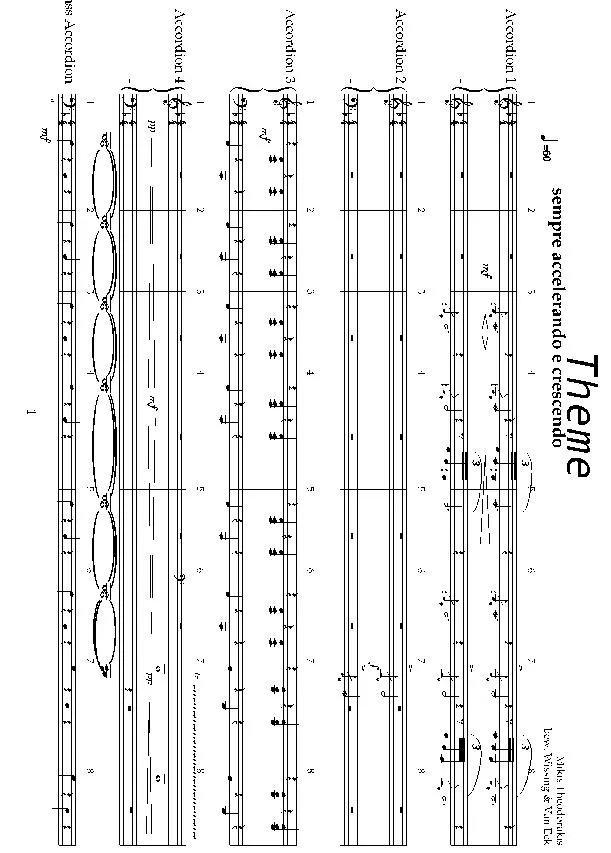 télécharger la partition d'accordéon Zorba (Theme / sempre accelerando e crescendo) (Arrangement : Wissing and Van Eck) (Quartet Accordéon + Bass Accordéon) au format PDF
