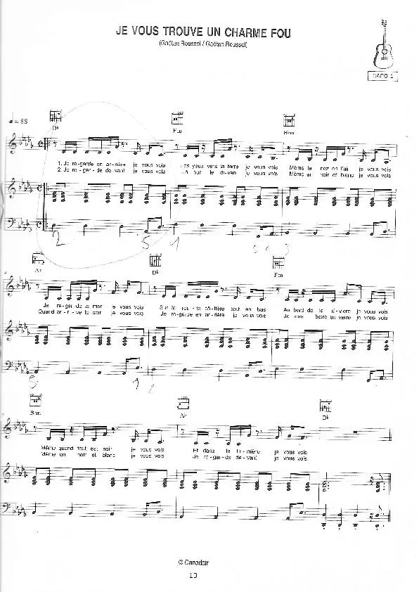 télécharger la partition d'accordéon Je vous trouve un charme fou (Chant : Hoshi) au format PDF