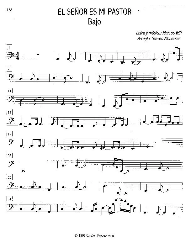 télécharger la partition d'accordéon El señor es mi pastor (Bajo) (Arrangement : Steven Monárrez) au format PDF