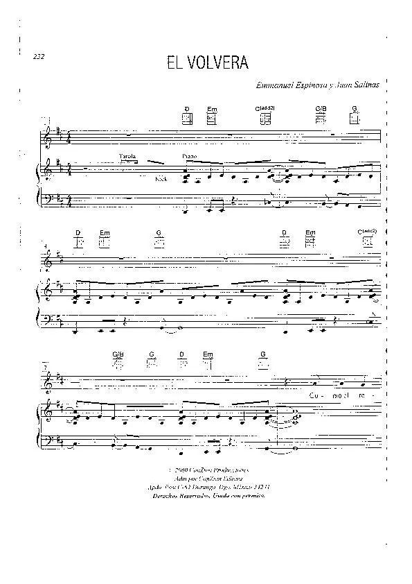 télécharger la partition d'accordéon El volvera (Chant : Marcos Witt) au format PDF