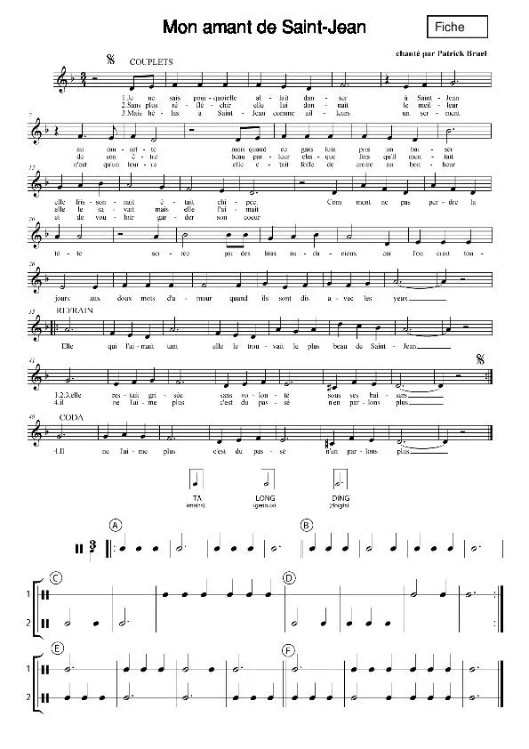 télécharger la partition d'accordéon Mon amant de Saint-Jean (Vocal + Piano) au format PDF