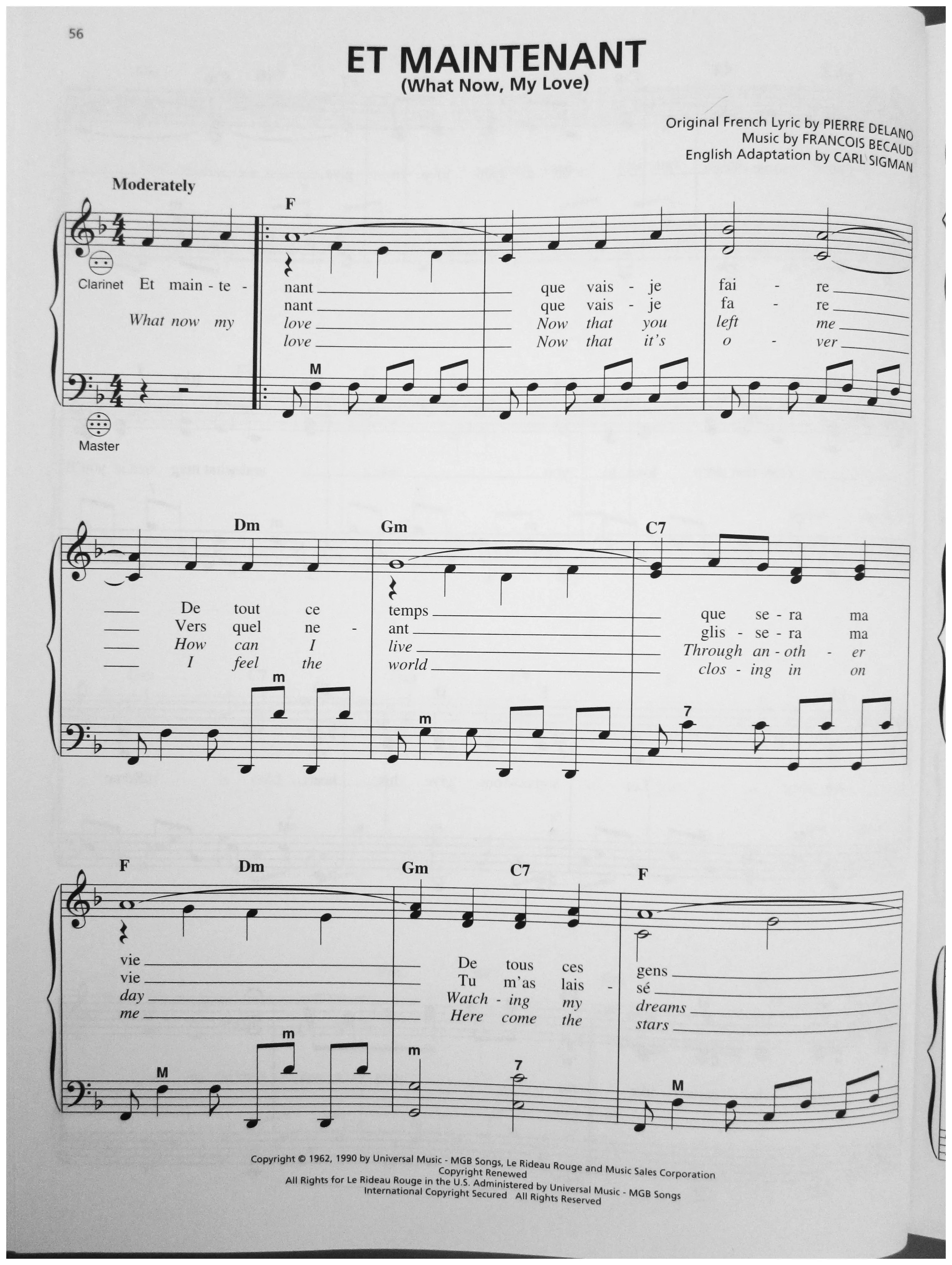 télécharger la partition d'accordéon Et maintenant (What now My love) (Arrangement : Gary Meisner) (Chant : Gilbert Bécaud) (Slow Rock) au format PDF