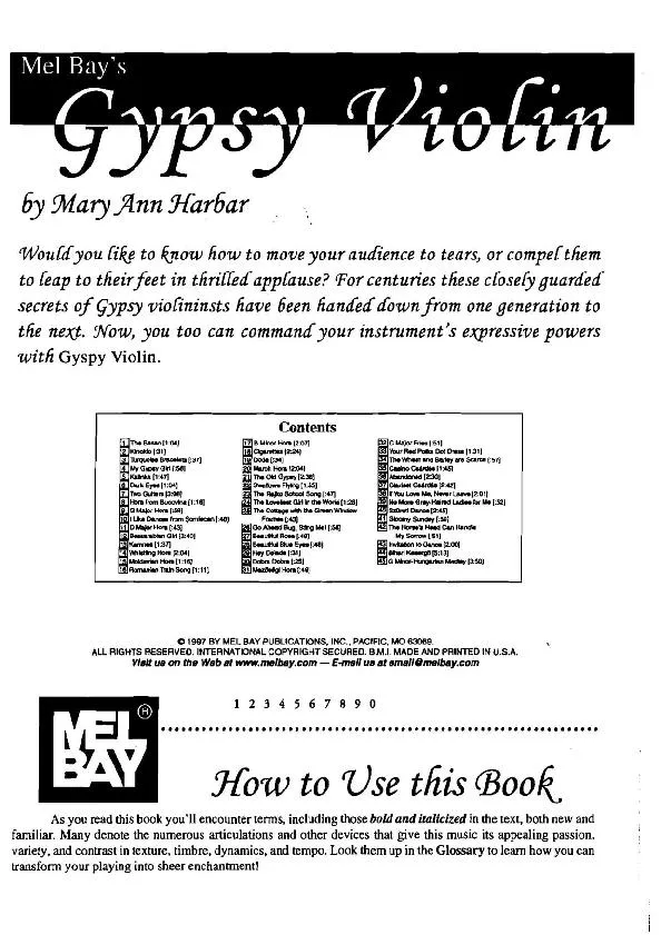 télécharger la partition d'accordéon Gypsy violin by Mary Ann Harbar (50 Titres) au format PDF