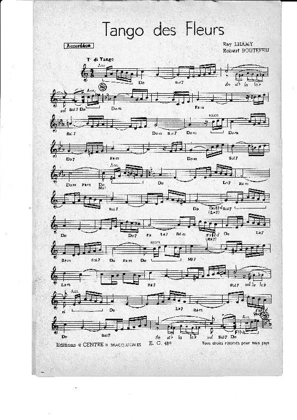 télécharger la partition d'accordéon Tango des fleurs (Orchestration) au format PDF