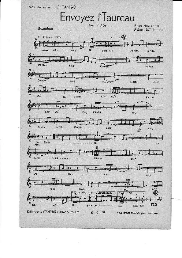 télécharger la partition d'accordéon Envoyez l' Taureau (Orchestration) (Paso Doble) au format PDF