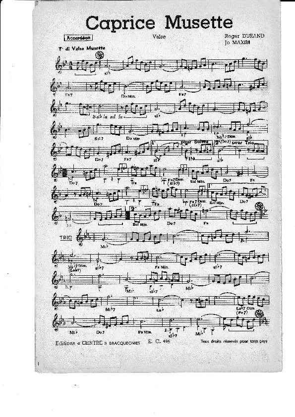 télécharger la partition d'accordéon Caprice Musette (Orchestration) (Valse) au format PDF