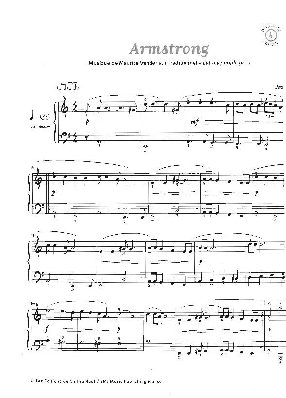 télécharger la partition d'accordéon Armstrong (Chant : Claude Nougaro) (Jazz Pop) au format PDF