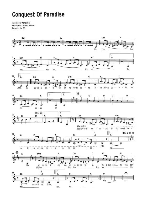 télécharger la partition d'accordéon Conquest of paradise au format PDF