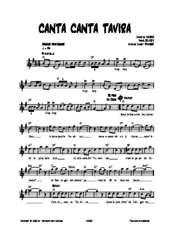 télécharger la partition d'accordéon Canta Canta Tavira (Marche Portugaise) au format PDF