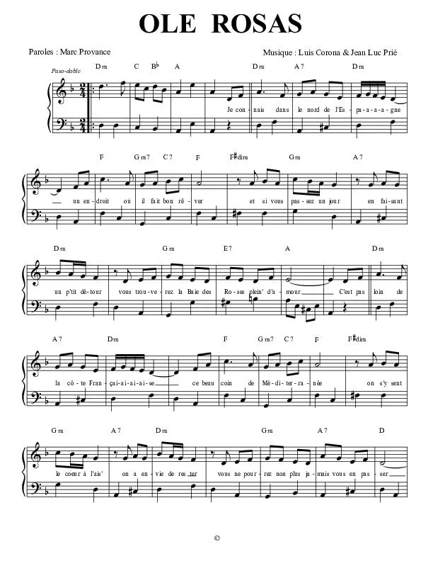 télécharger la partition d'accordéon Olé Rosas (Paso Doble) au format PDF