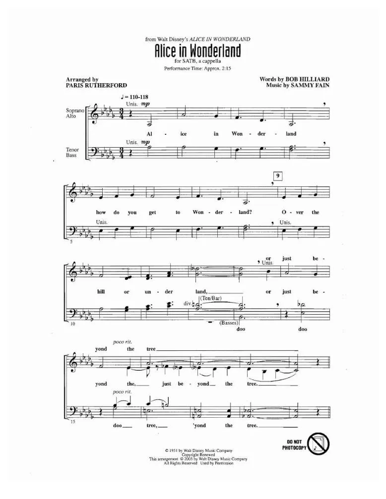 télécharger la partition d'accordéon Alice in Wonderland (Arrangement : Paris Rutherford) (Valse Lente) au format PDF