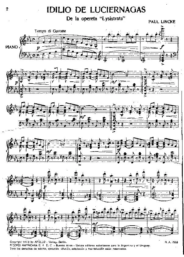 télécharger la partition d'accordéon Idillo De Luciernagas (De la opereta : Lysistrata) au format PDF