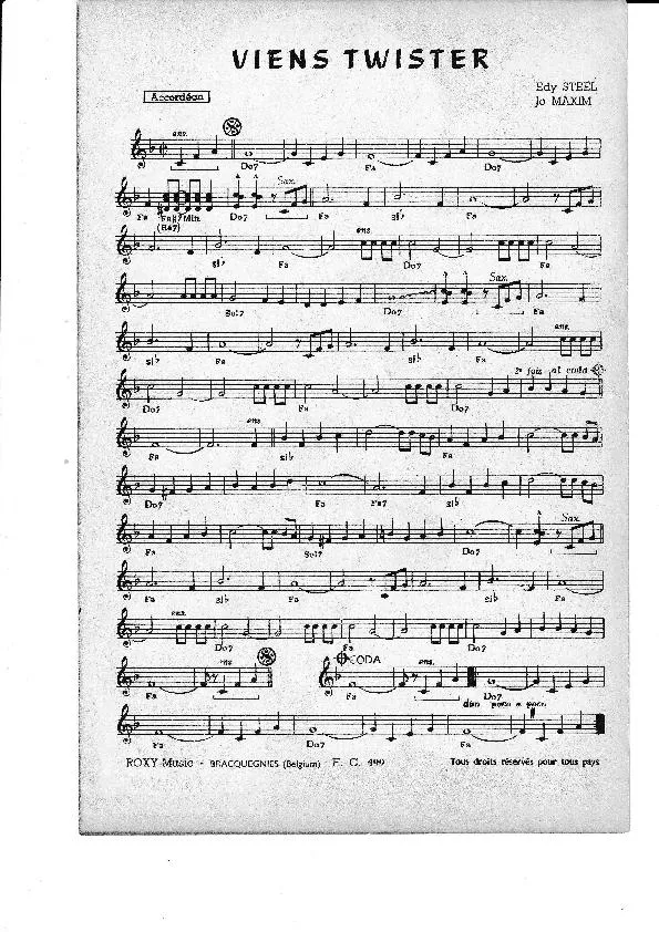 télécharger la partition d'accordéon Viens Twister (Orchestration) au format PDF