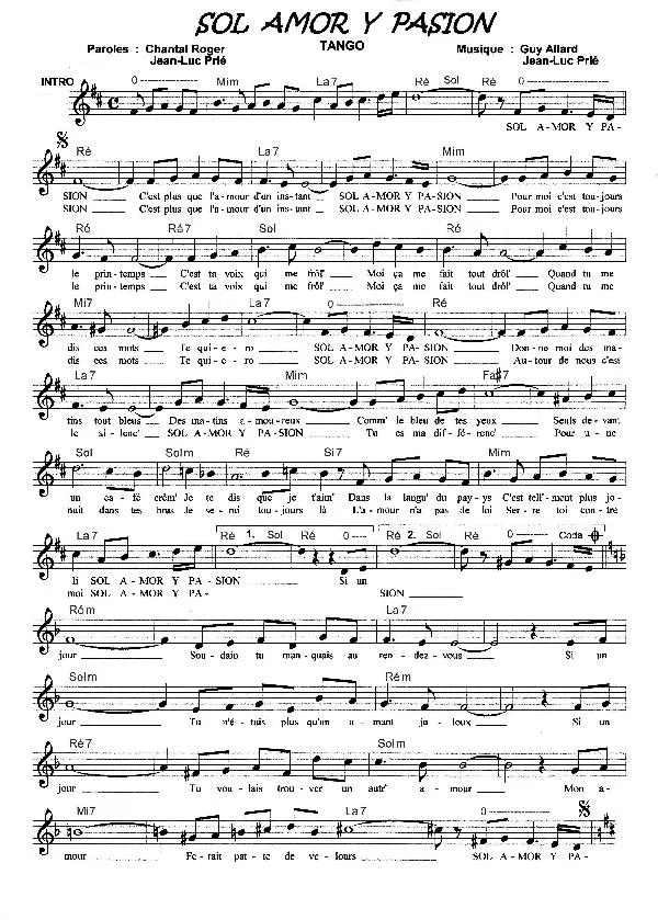 télécharger la partition d'accordéon Sol amor y pasion (Tango) au format PDF