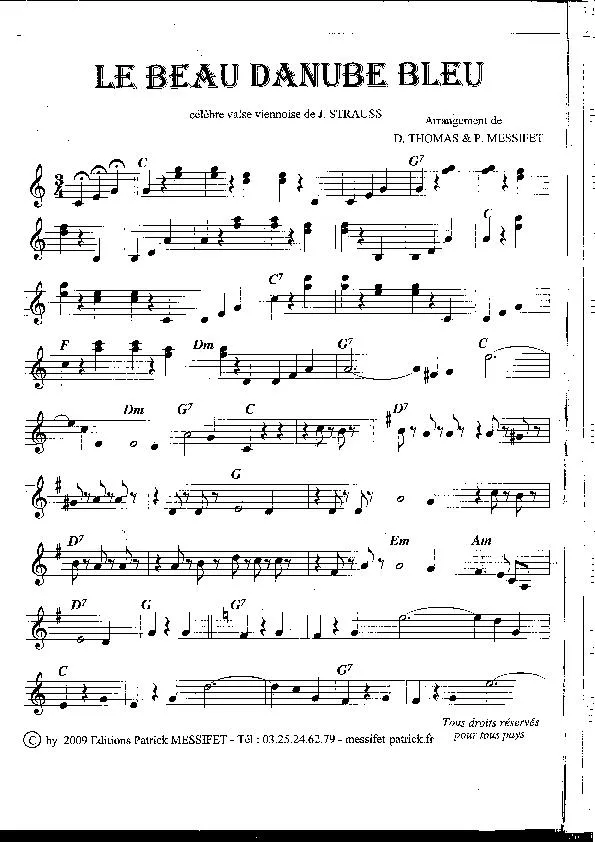 télécharger la partition d'accordéon Le Beau Danube Bleu (Arrangement : Daniel Thomas et Patrick Messifet) (Valse) au format PDF