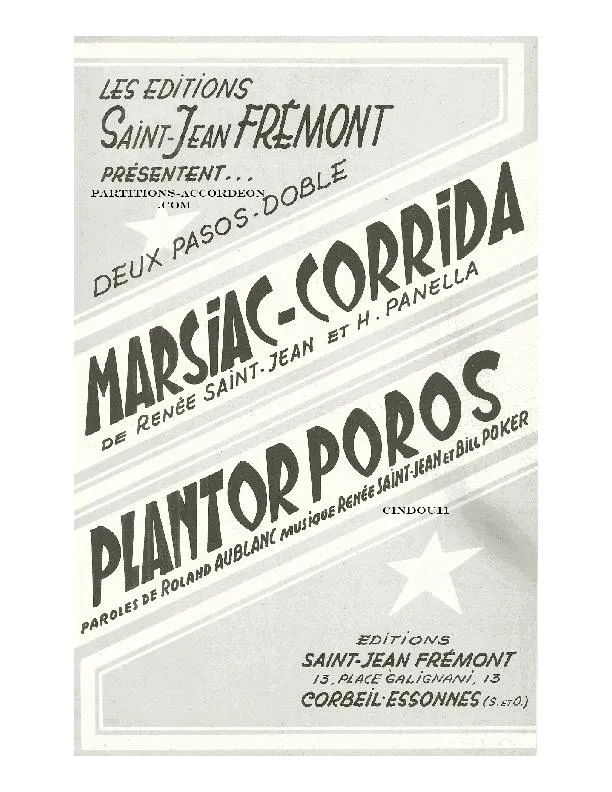 télécharger la partition d'accordéon Marsiac Corrida (Orchestration) (Paso Doble) au format PDF